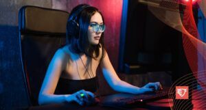 dziewczyna grająca w gry w okularach gamingowych